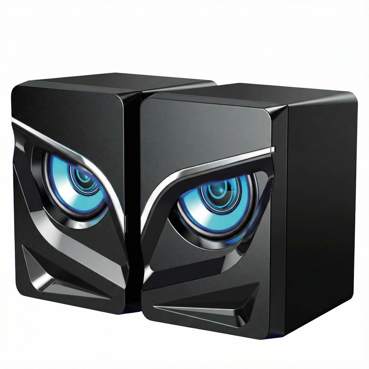 2.0 Channel RGB Eye-shaped Gaming Desktop Speakers with Enhanced Bass & 3D Surround Sound