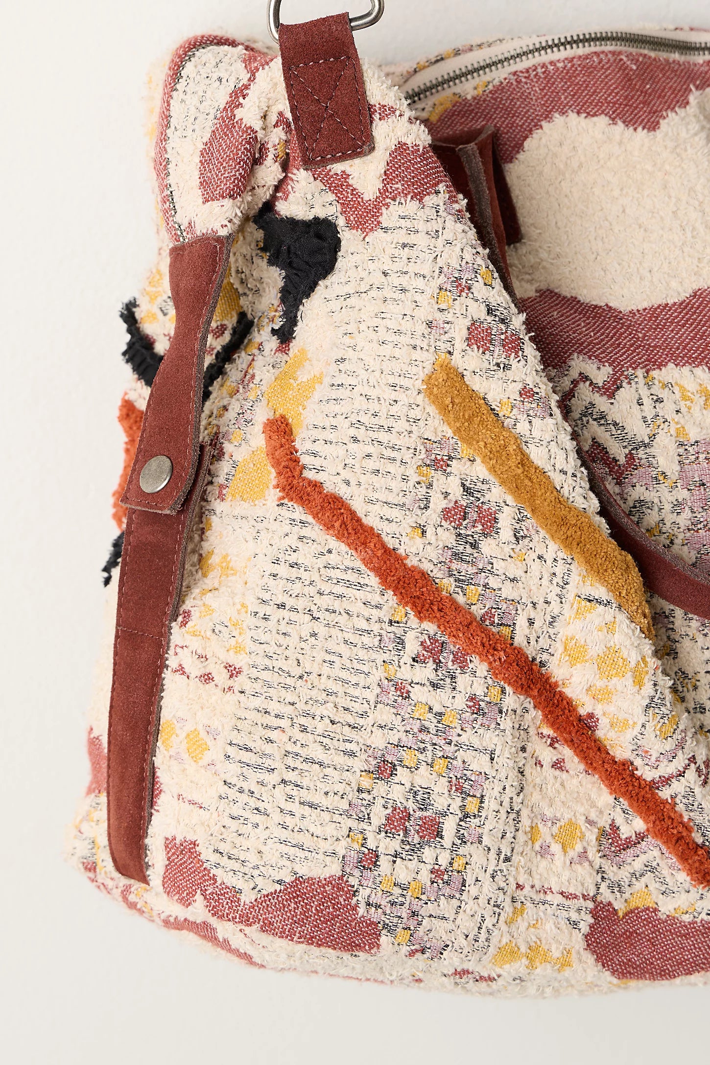Neutral Mixed Print Soft Weekender Bag with Detachable Leather Shoulder Straps