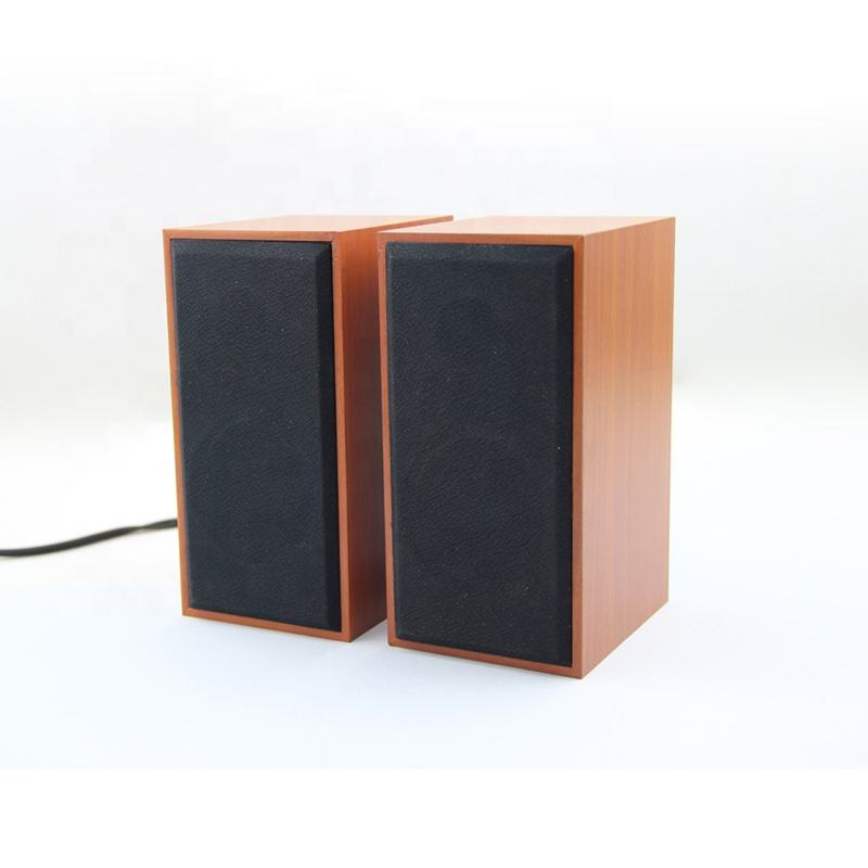 2.0 Channel USB Wired Wooden Computer Speaker, Dual 3W Full-range Desktop Audio