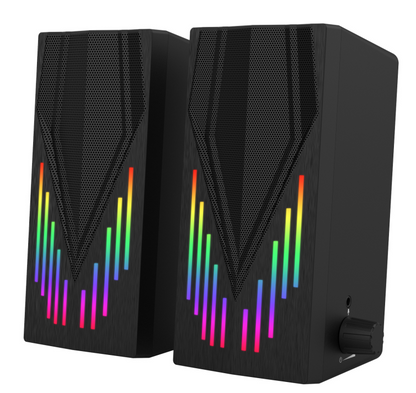 USB Powered 2.0 RGB Vertical Gaming Speakers with Boosted Bass & Remote Control