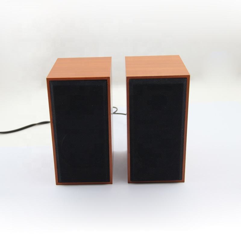 2.0 Channel USB Wired Wooden Computer Speaker, Dual 3W Full-range Desktop Audio