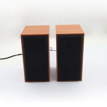 2.0 Channel USB Wired Wooden Computer Speaker, Dual 3W Full-range Desktop Audio