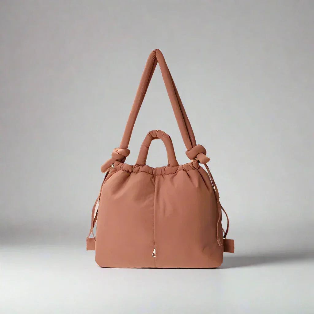 Assorted Neutral Tones Everyday Fluffy Quilted Bag with Vegan Leather Handles