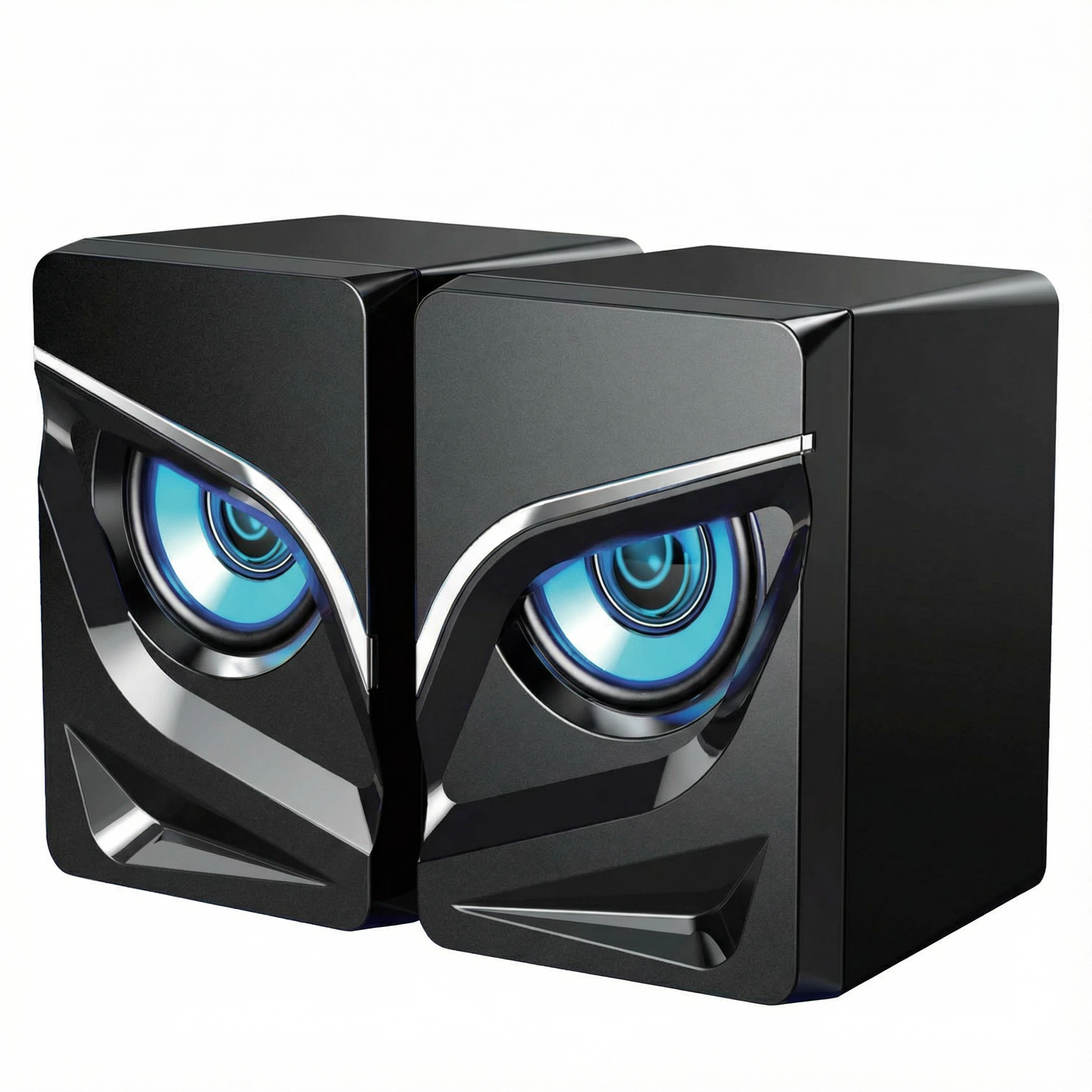 2.0 Channel RGB Eye-shaped Gaming Desktop Speakers with Enhanced Bass & 3D Surround Sound