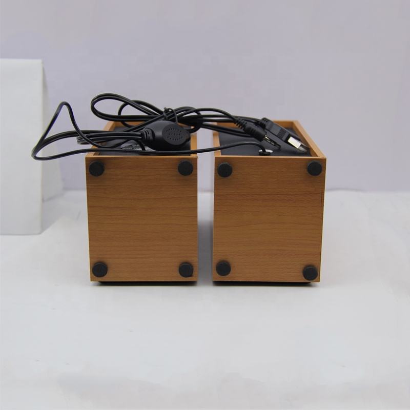 2.0 Channel USB Wired Wooden Computer Speaker, Dual 3W Full-range Desktop Audio