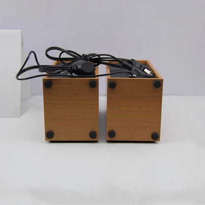 2.0 Channel USB Wired Wooden Computer Speaker, Dual 3W Full-range Desktop Audio