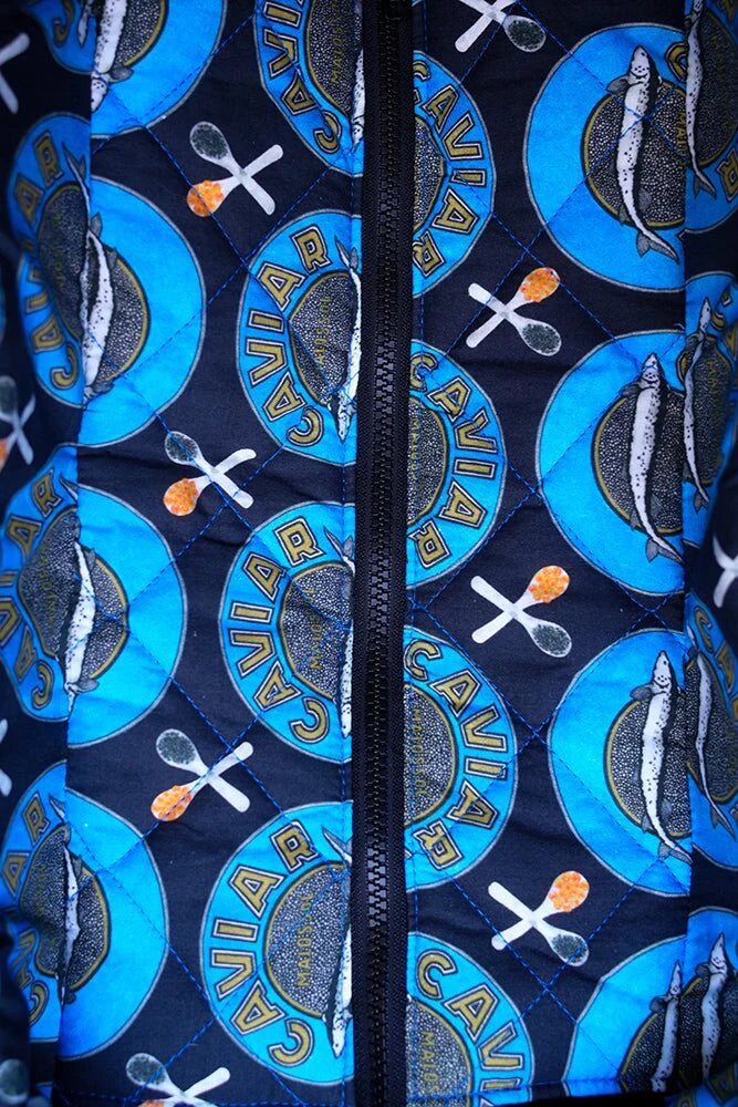 Two-Tone Printed Quilted Large Shoulder Bag with Matching Padded Carry Straps