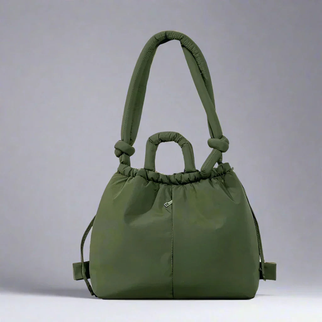 Assorted Neutral Tones Everyday Fluffy Quilted Bag with Vegan Leather Handles