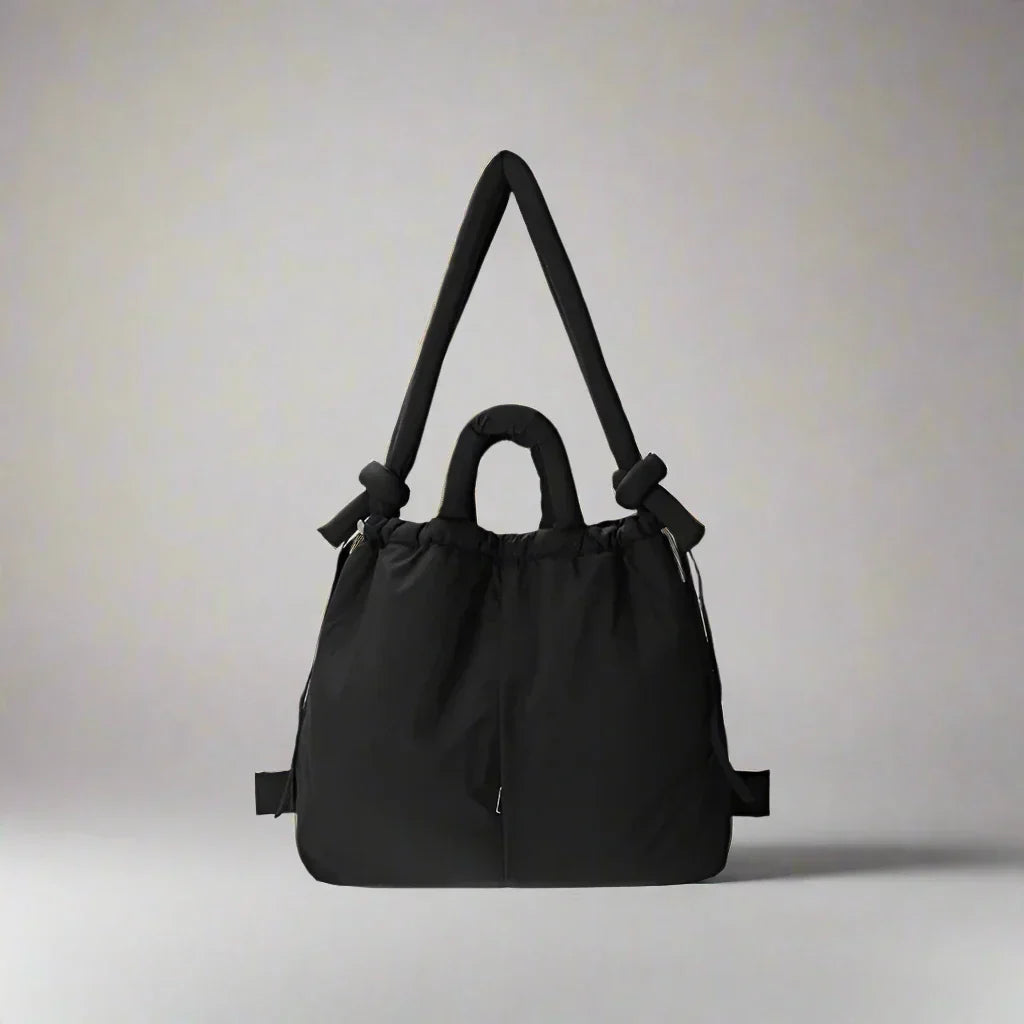 Assorted Neutral Tones Everyday Fluffy Quilted Bag with Vegan Leather Handles